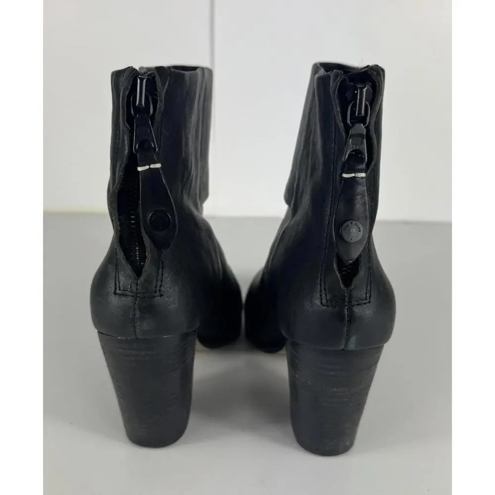 Rag & Bone Black Newbury 2.0 Boots Zip Chunky Leather EU 38.5 US 8.5 $550